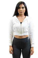 Load image into Gallery viewer, Trinity White Cropped Hoodie