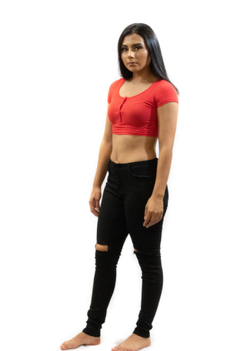 Victoria V-Neck Button Crop Top