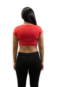 Victoria V-Neck Button Crop Top