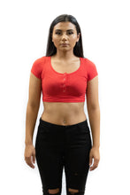 Load image into Gallery viewer, Victoria V-Neck Button Crop Top