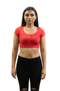 Victoria V-Neck Button Crop Top